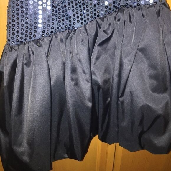 Navy Blue Sequin Off Shoulder Bubble Skirt 80’s Bridesmaid or Prom Dress - Picture 4 of 6